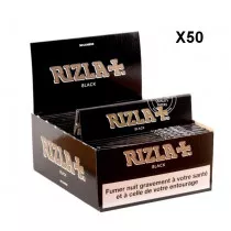 RIZLA + Slim Noir - boîte de 50 carnets (Cahier) Rizla+  FEUILLES SLIM (LONGUE)  Grossiste
