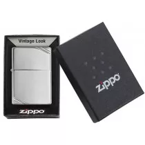Zippo Vintage chrome poli barres obliques - high polish chrome Zippo  Briquets Zippo  Grossiste